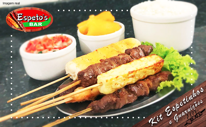 Kit com 06 Espetinhos + Acompanhamentos no Espetos Bar