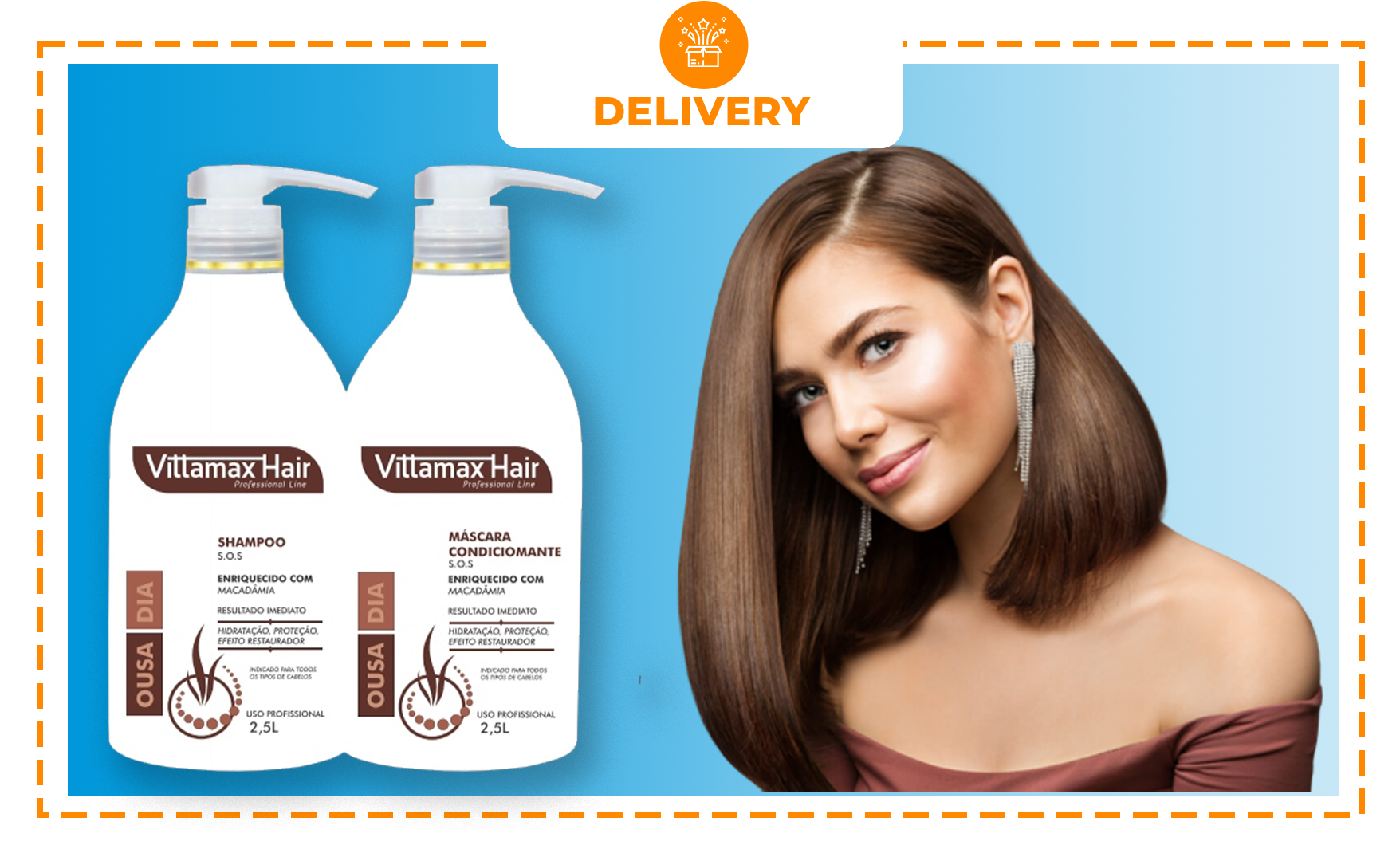 OUSADIA Vittamax Hair 01 FRASCO DE SHAMPOO 2500ML + 01 FRASCO MÁSCARA CONDICIOMANTE 2500ML